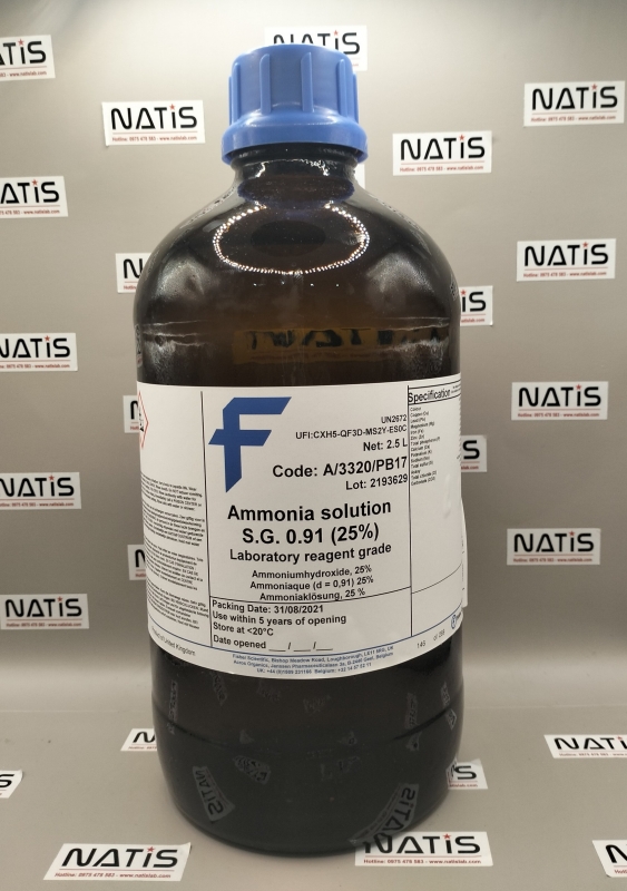 Hóa chất Ammonia Solution, 25%, Extra Pure, SLR, d=0.91, Fisher Chemical