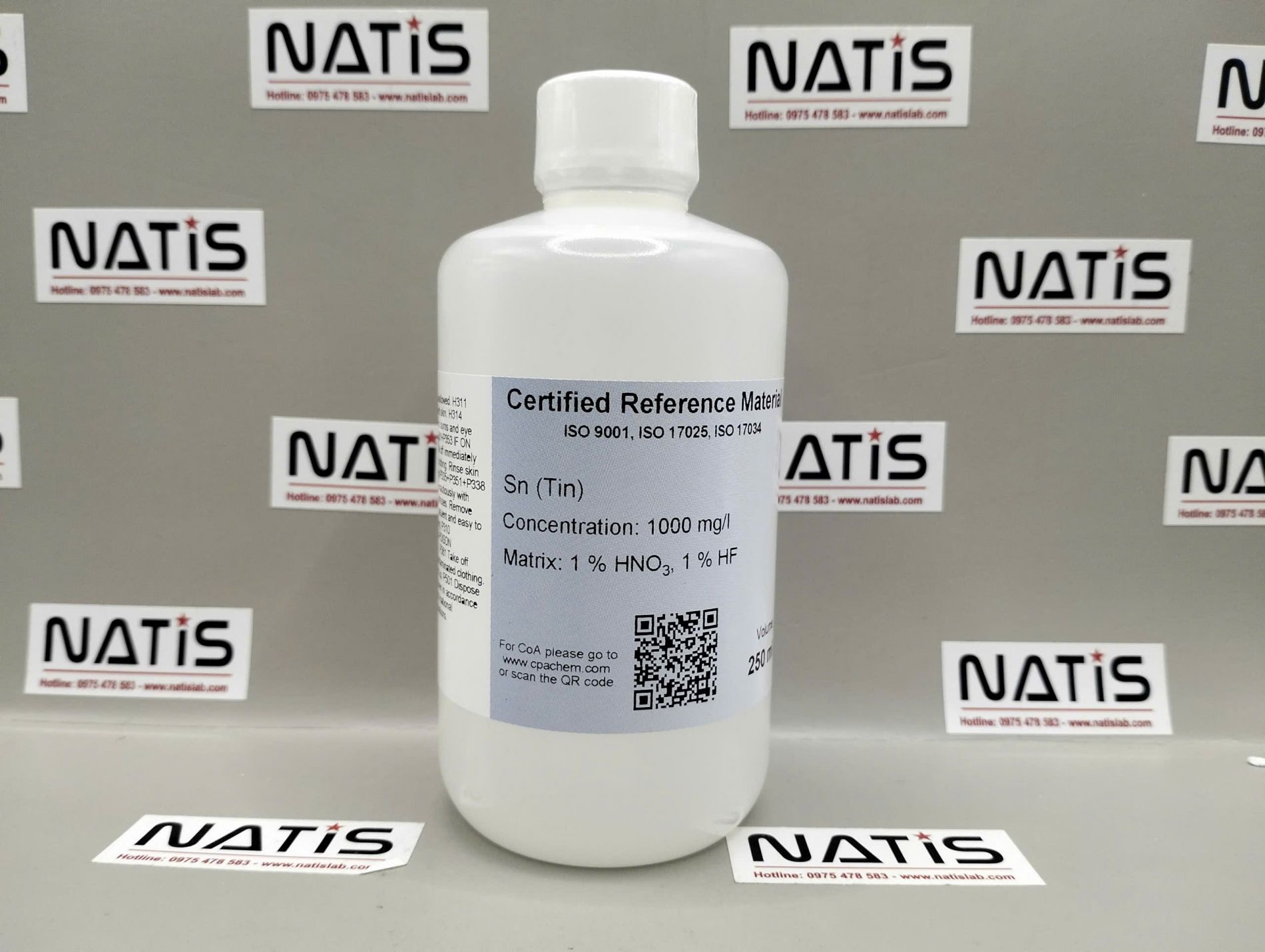 Dung dịch chuẩn ICP - Tin (Sn) 1000mg/L, mã C055.1N1FP.L25, hãng CPAchem - Bungari