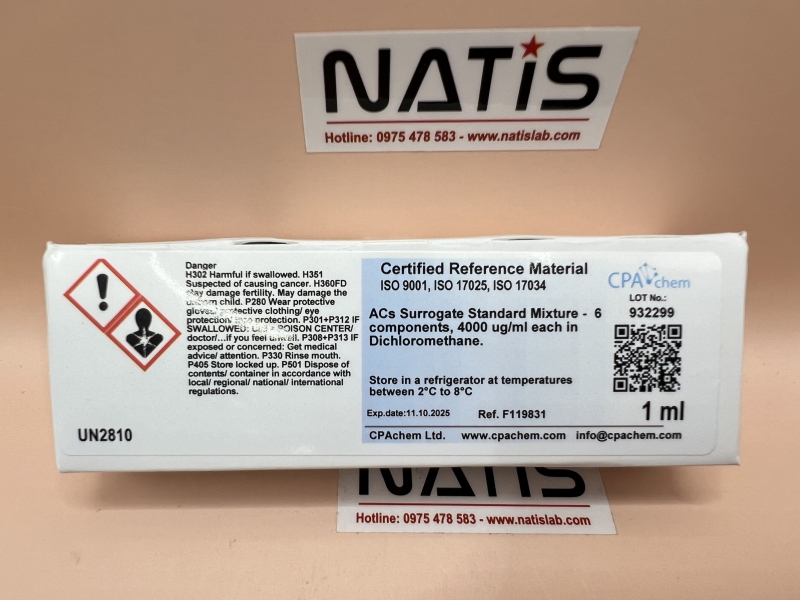 Dung dịch chuẩn đồng hành hỗn hợp ACs - 6 thành phần nồng độ 4000 ug/ml, mã F119831, hãng CPAchem - Bungari