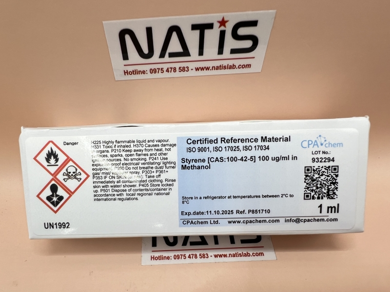Dung dịch chuẩn Styrene [CAS:100-42-5] 100 ug/ml in Methanol, mã P851710, hãng CPAchem - Bungari