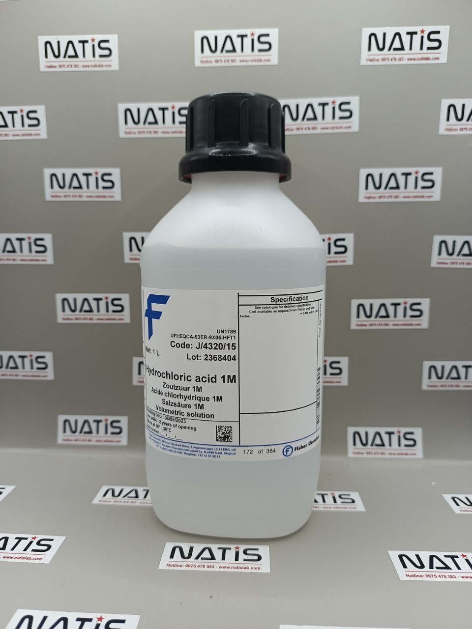 Dung dịch chuẩn Hydrochloric Acid Solution 1M (1N), NIST Standard Solution, ready to use, for volumetric analysis, mã J/4320/15, Fisher Chemical™