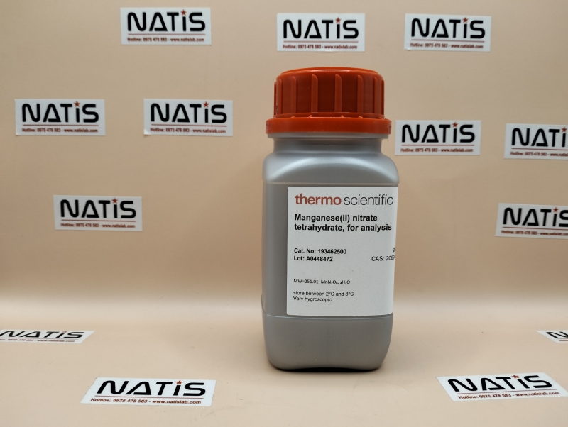 Hóa chất Manganese(II) nitrate tetrahydrate, for analysis, mã 193462500, Thermo Scientific Chemicals