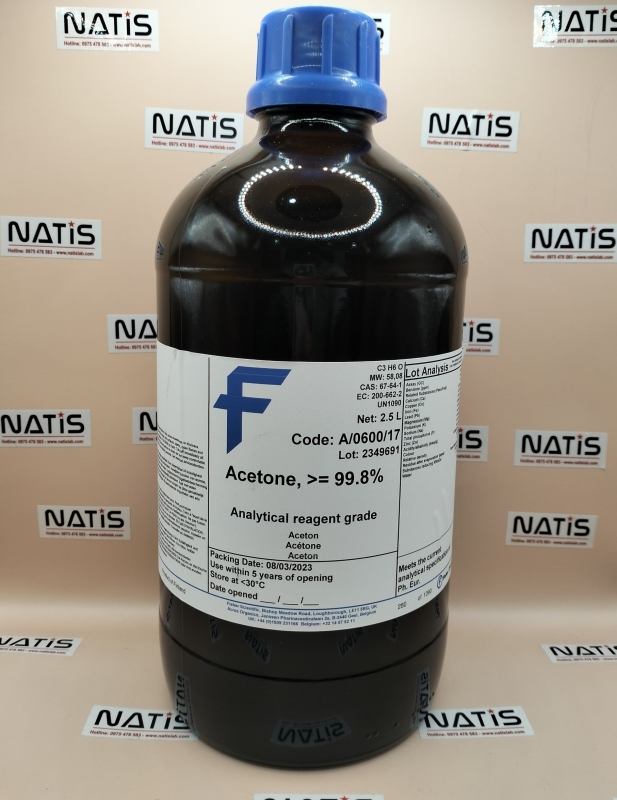 Hóa chất Acetone, Certified AR for analysis, meets analytical specification of Ph.Eur, Fisher Chemical™