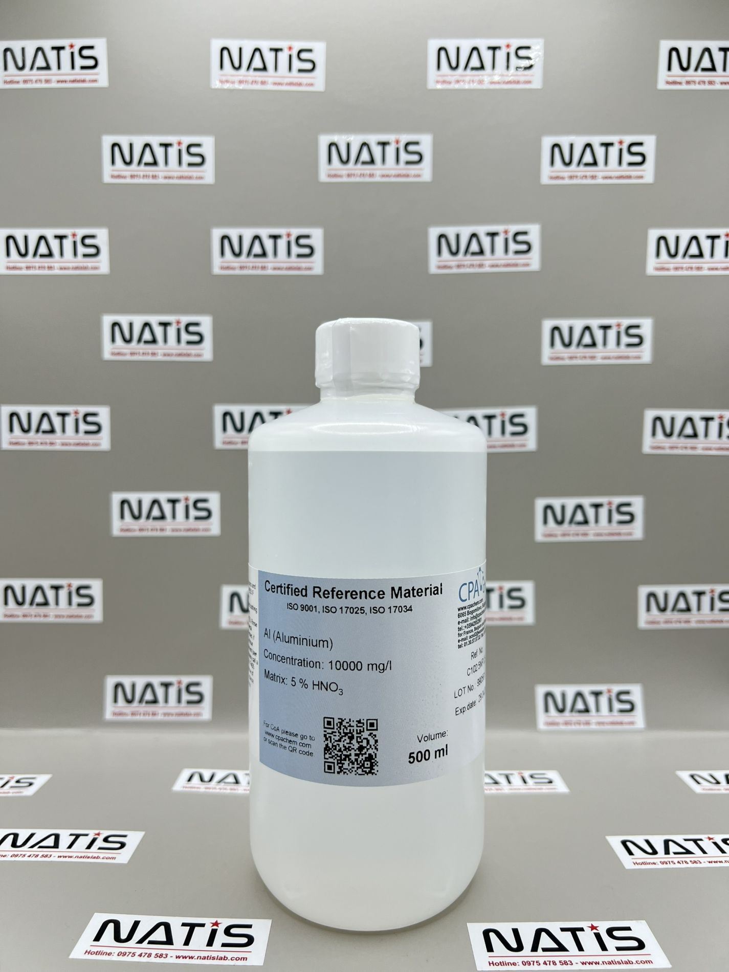 Dung dịch chuẩn ICP - Aluminium Al - 10 g/l, mã C102.5NP.L5, hãng CPAchem, Bungari