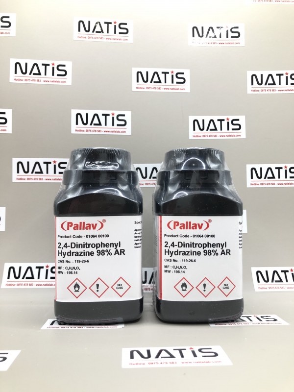 Hóa chất 2,4-Dinitrophenyl Hydrazine 98% AR, hãng Pallav - Ấn Độ