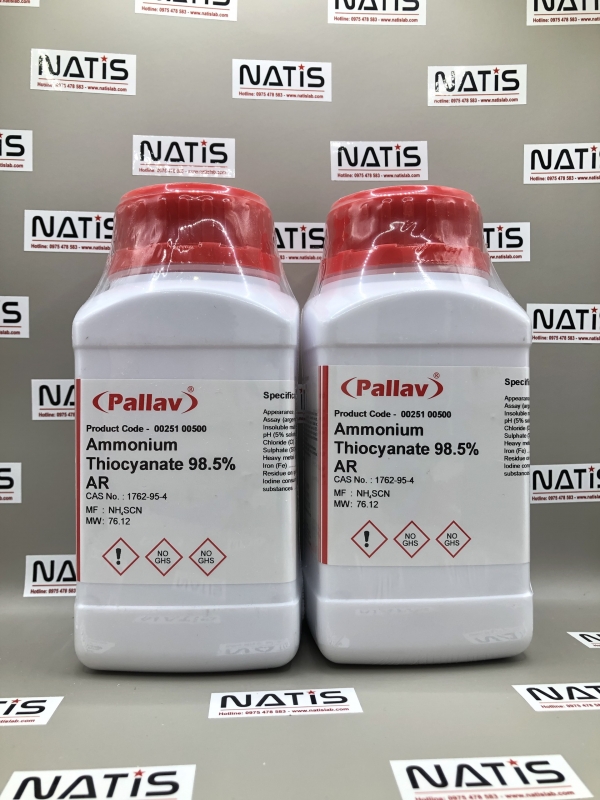 Hóa chất AMMONIUM THIOCYANATE 98.5% AR, hãng Pallav - Ấn Độ
