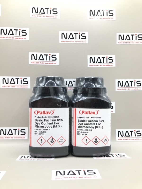Hóa chất BASIC FUCHSIN 85% DYE CONTENT FOR MICROSCOPY (M.S.), hãng Pallav - Ấn Độ