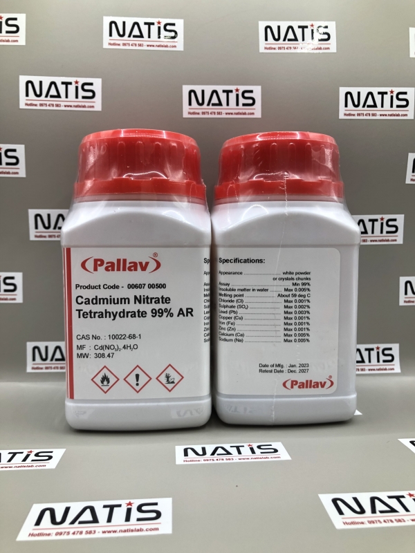 Hóa chất CADMIUM NITRATE TETRAHYDRATE 99% AR, hãng Pallav - Ấn Độ