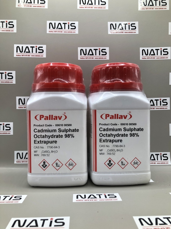 Hóa chất CADMIUM SULPHATE OCTAHYDRATE 98% EXTRAPURE, hãng Pallav - Ấn Độ