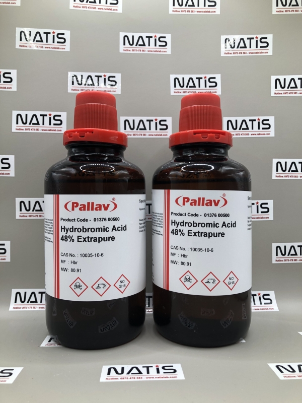 Hóa chất HYDROBROMIC ACID 48% EXTRAPURE, hãng Pallav - Ấn Độ