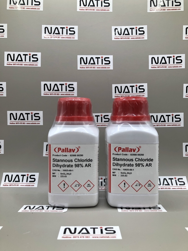 Hóa chất STANNOUS CHLORIDE DIHYDRATE 98% AR, hãng Pallav - Ấn Độ