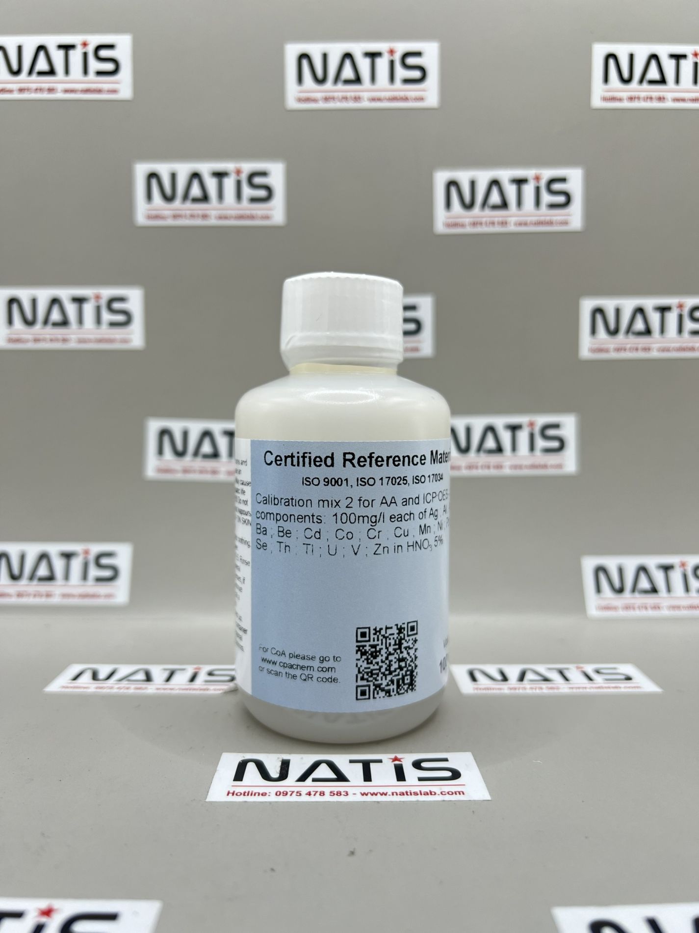 Dung dịch chuẩn mix 2 cho AA và ICP-OES - 18 thành phần nồng độ 100mg/L, mã 6610030600.L1, hãng CPAchem, Bungari