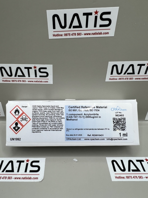 Dung dịch chuẩn Acrylonitrile [CAS:107-13-1] 2000ug/ml in Methanol, hãng CPAchem, Bungari