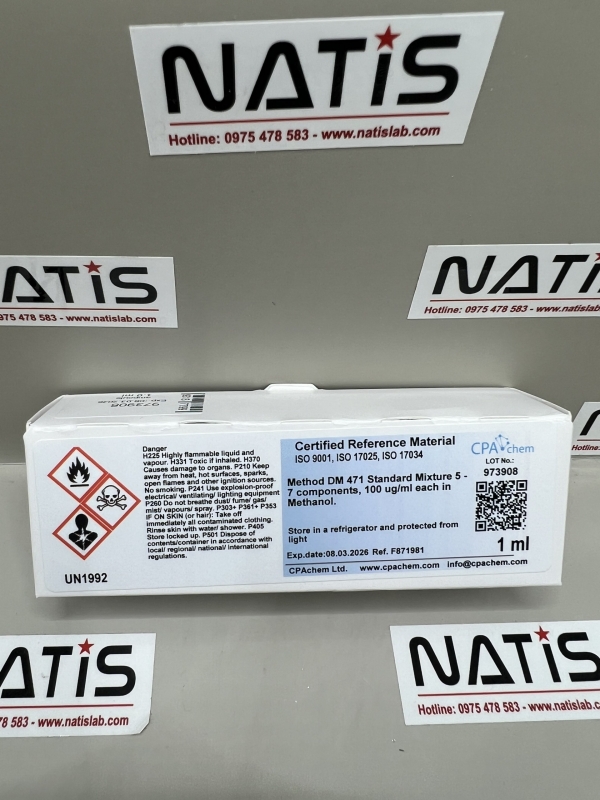 Dung dịch chuẩn Method DM 471 Standard Mixture 5 - 7 thành phần nồng độ 100ug/mL, mã F871981, hãng CPAchem - Bungari