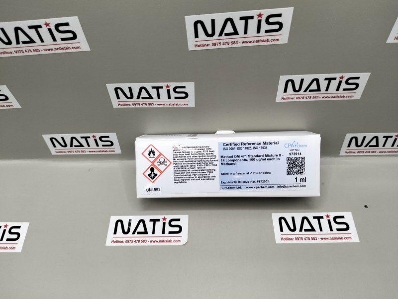 Dung dịch chuẩn Method DM 471 Standard Mixture 8 - 14 thành phần nồng độ 100ug/mL, mã F872001, hãng CPAchem - Bungari