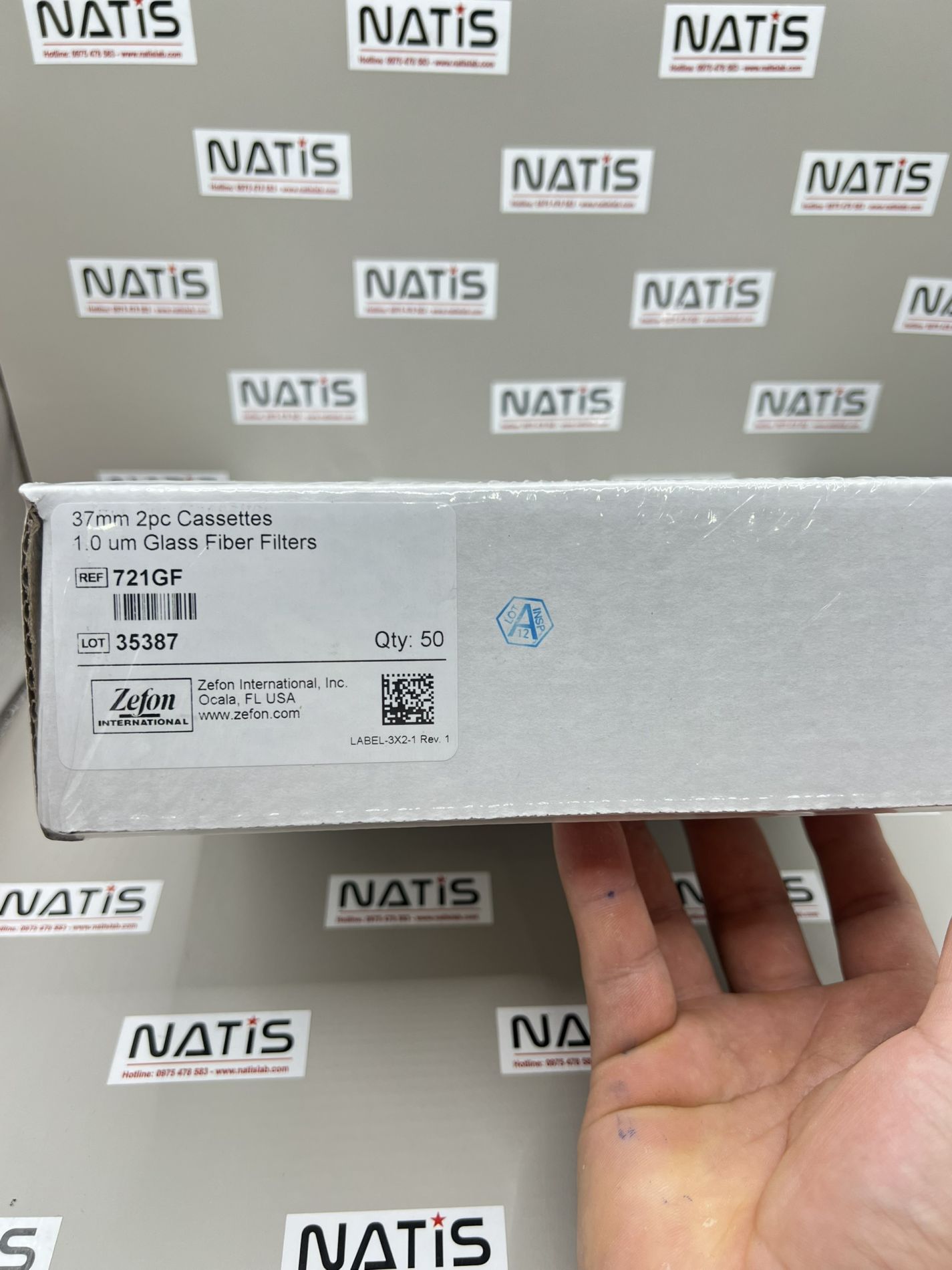 Khay đặt sẵn màng lọc sợi thủy tinh 37mm, mã 721GF, hãng Zefon, Mỹ