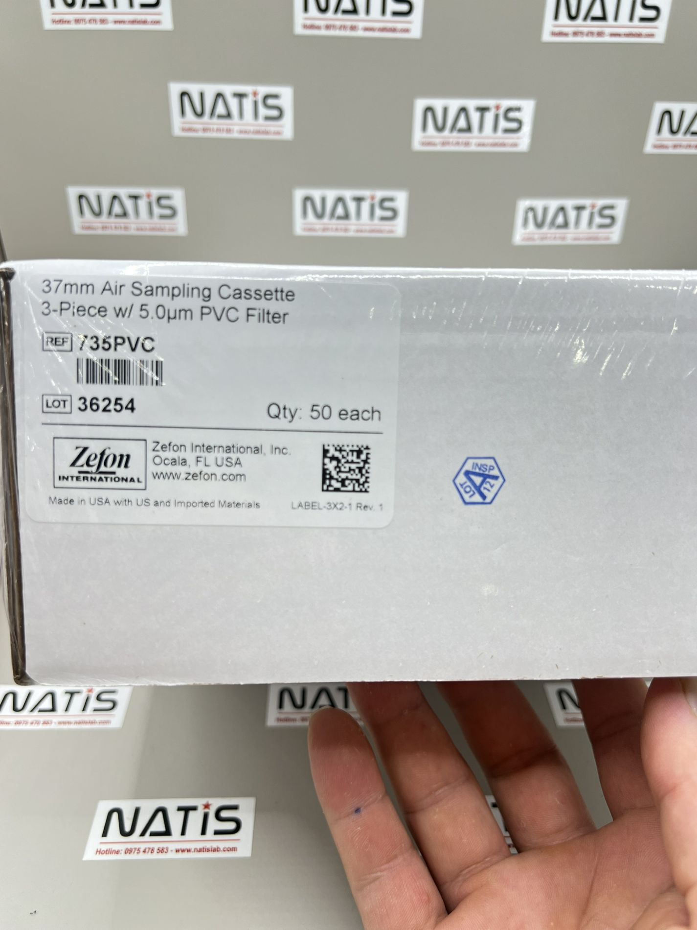 Khay đặt sẵn màng lọc PVC 5um, 37mm, mã 735PVC, hãng Zefon, Mỹ