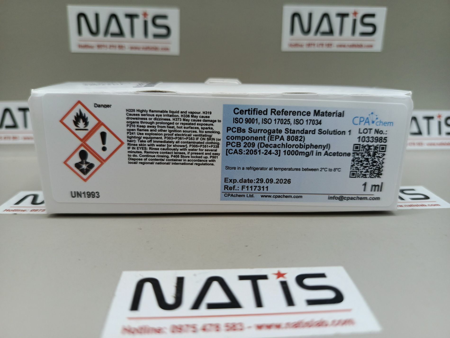 Dung dịch chuẩn đồng hành PCBs (EPA 8082) - PCB 209 (Decachlorobiphenyl) [CAS:2051-24-3] 1000mg/l in Acetone, mã F117311, hãng CPAchem, Bungari