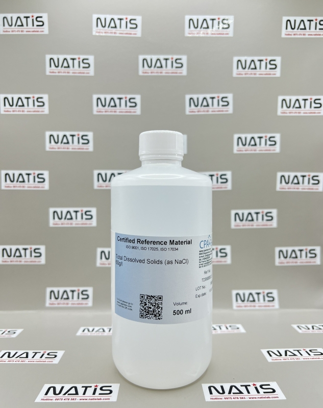 Dung dịch chuẩn TDS 60000mg/L - Total Dissolved Solids (as NaCl) 60000mg/l, chai 500mL, hãng CPAchem - Bungari