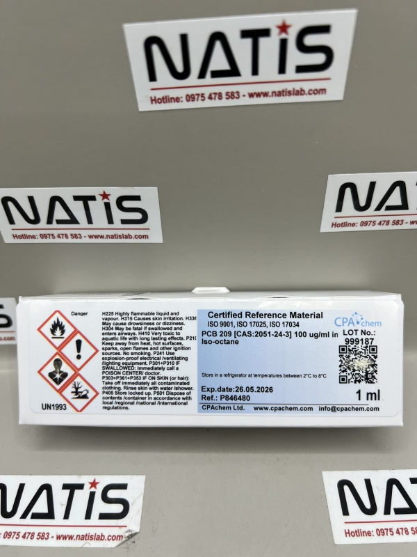 Dung dịch chuẩn PCB 209 [CAS:2051-24-3] 100 ug/ml in Iso-octane, mã P846480, hãng CPAchem, Bungari