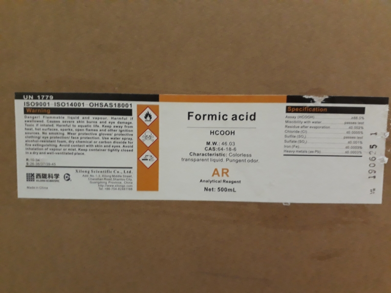 Formic acid, Trung Quốc