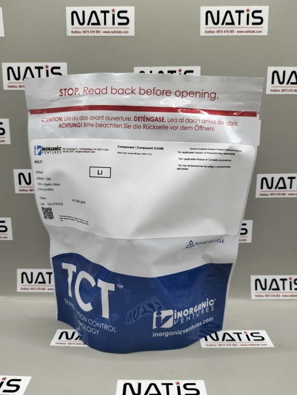 Dung dịch chuẩn Lithium (Li) 1000ug/mL, mã AALI1-125ML, chai 125ml, hãng IV, Mỹ