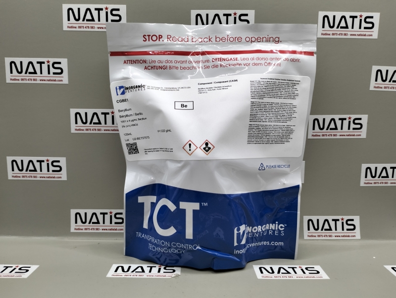 Dung dịch chuẩn Beryllium (Be) 1000ug/ml, mã CGBE1, chai 125ml, hãng IV, Mỹ