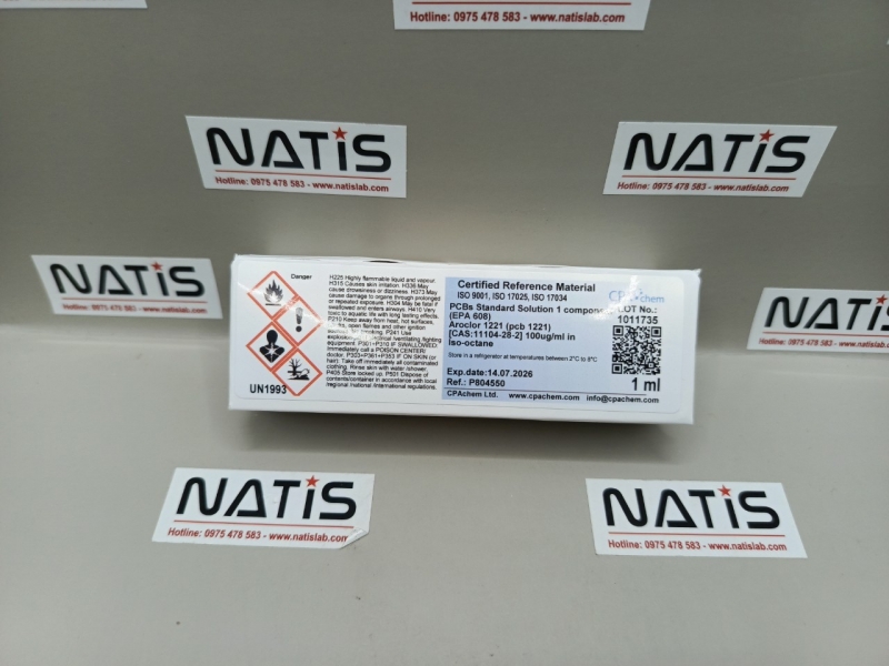 Dung dịch chuẩn PCBs Standard Solution 1 component (EPA 608) Aroclor 1221 (pcb 1221) [CAS:11104-28-2] 100ug/ml in Iso-octane, hãng CPAchem, Bungari