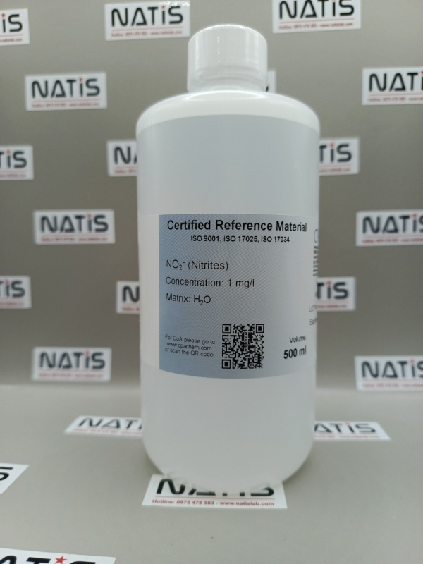Dung dịch chuẩn Nitrites (NO2-) 1mg/l in Water, chai 500ml, hãng CPAchem, Bungari