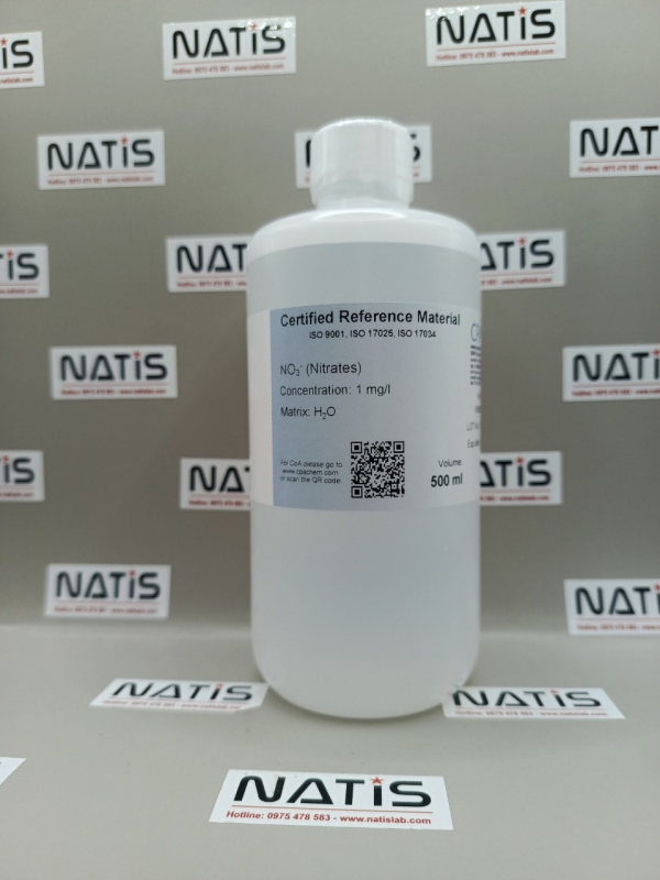 Dung dịch chuẩn Nitrates (NO3-) 1mg/l in Water, chai 500ml, hãng CPAchem, Bungari