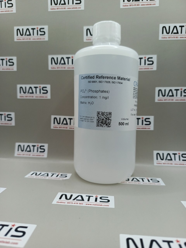 Dung dịch chuẩn Phosphates (PO43-) 1mg/l in Water, chai 500ml, hãng CPAchem, Bungari