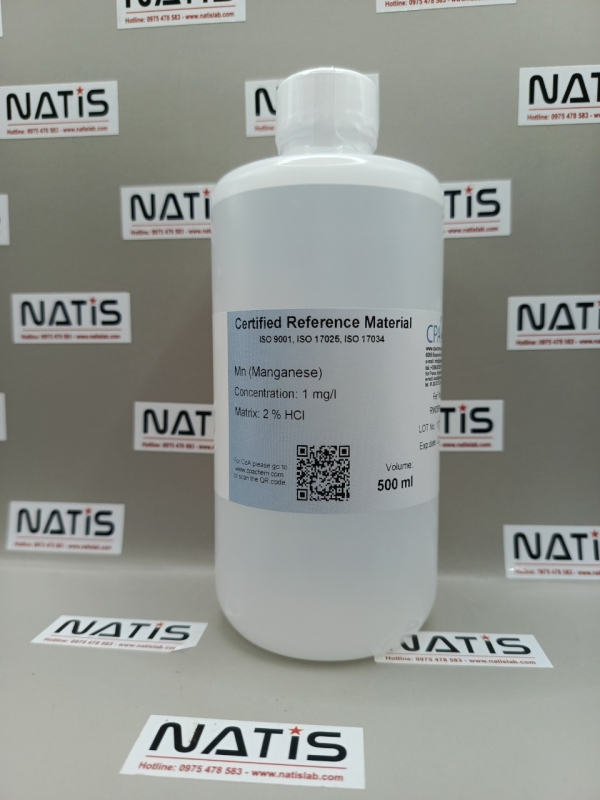 Dung dịch chuẩn Manganese - Mn 1mg/l in HCl 2%, chai 500ml, hãng CPAchem, Bungari