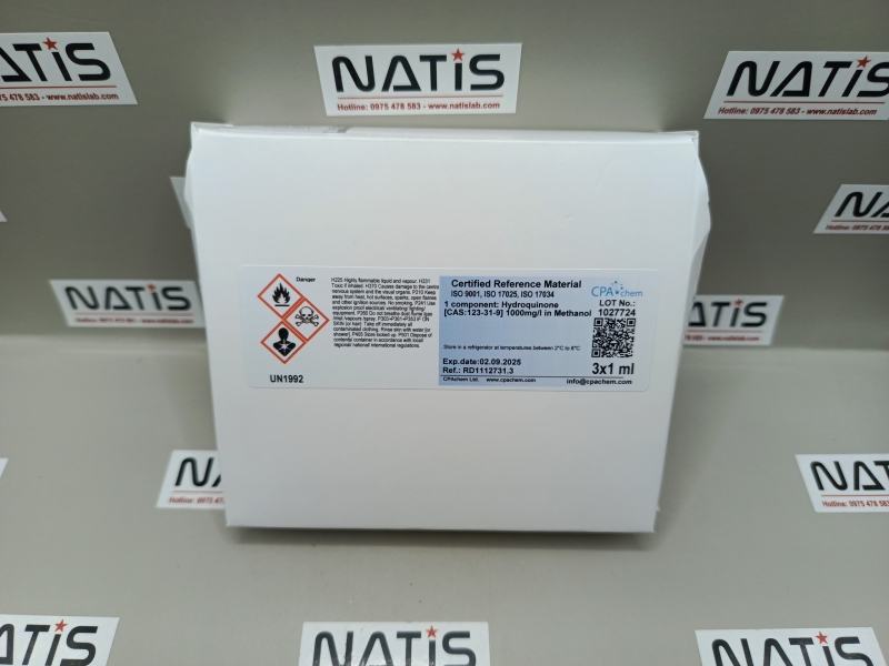 Dung dịch chuẩn Hydroquinone [CAS:123-31-9] 1000mg/l in Methanol, mã RD1112731.3, hãng CPAchem - Bungari