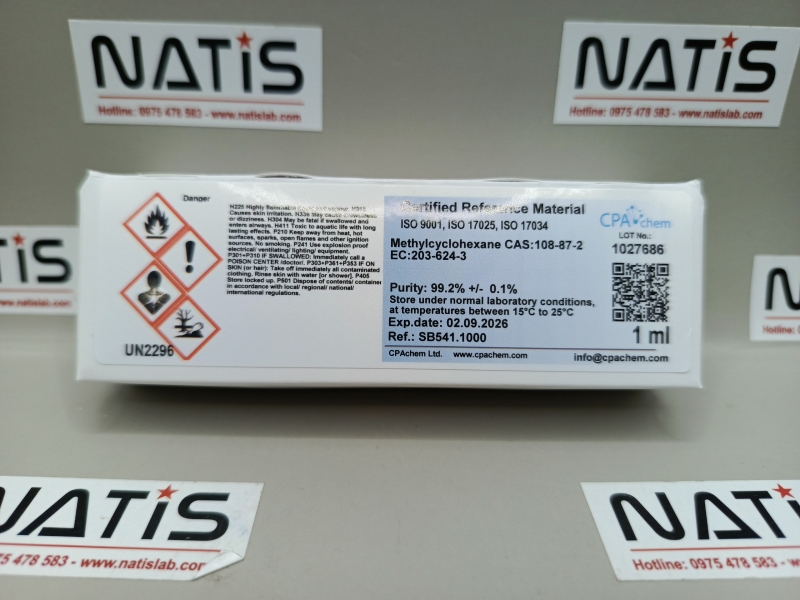 Chất chuẩn Methylcyclohexane CAS:108-87-2 EC:203-624-3, mã SB541.1000, hãng CPAchem - Bungari