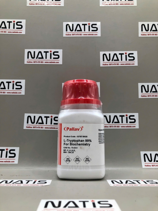 Hóa chất L-Tryptophan 99% For Biochemistry, lọ 25g, hãng Pallav, Ấn Độ