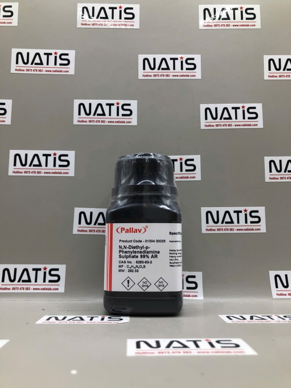 Hóa chất N,N-Diethyl-p-phenylenediamine Sulphate 99% AR, lọ 25g, hãng Pallav, Ấn Độ