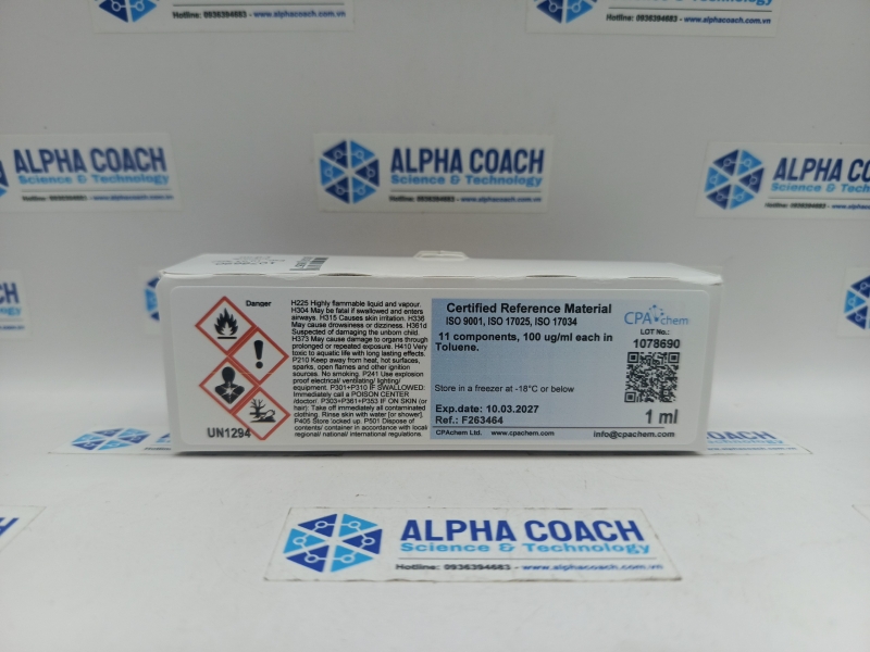 Dung dịch chuẩn mix hữu cơ 100 ug/mL, mã F263464, hãng CPAchem - Bungari