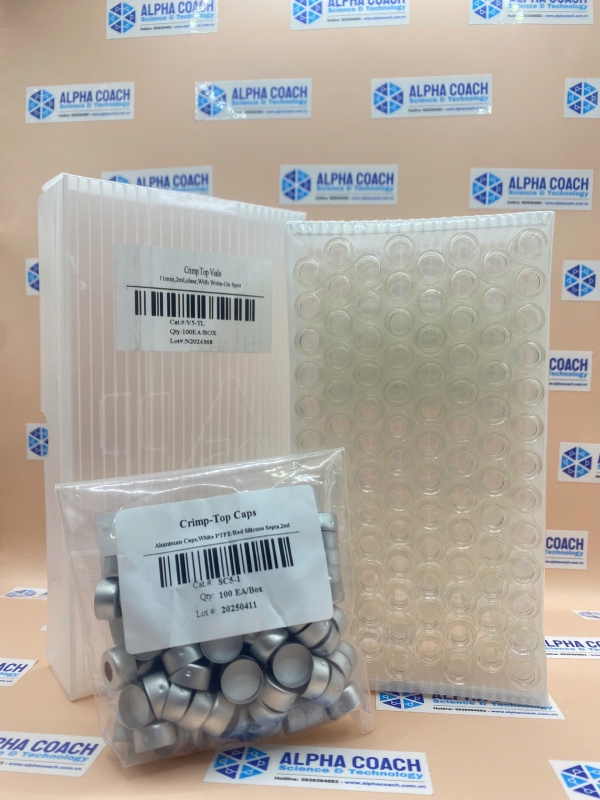 Lọ sắc ký vials 2 mL thuỷ tinh trong suốt, nắp dập 11mm