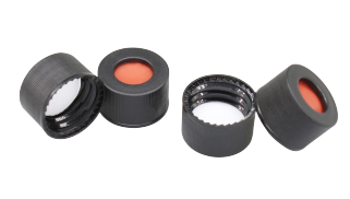 Nắp vặn PP màu đen kèm kèm septa PTFE trắng/silicone đỏ 13 mm