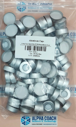 Nắp dập nhôm kèm septa PTFE trắng/silicone trắng 20mm