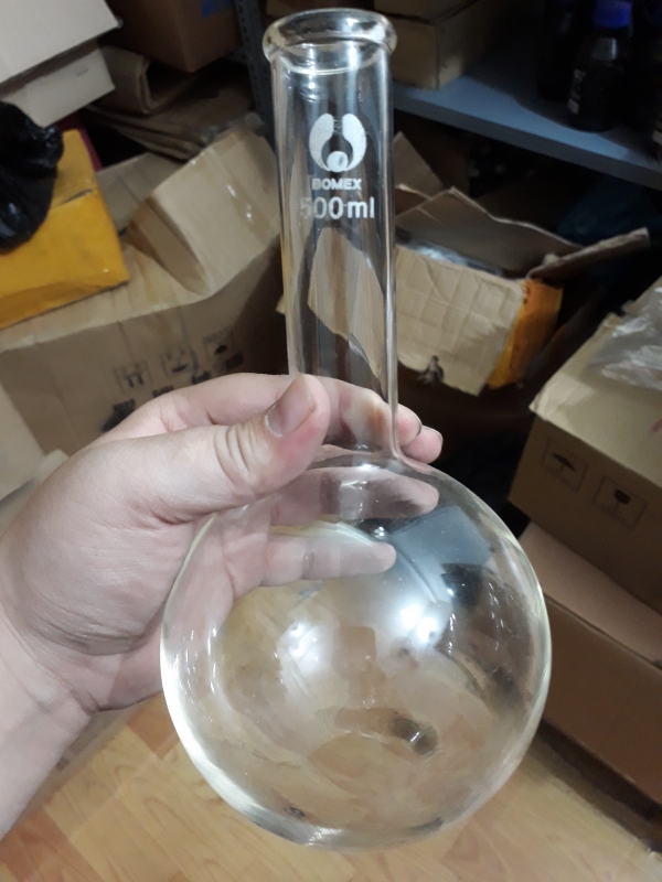 Bình cầu đáy tròn cổ dài 500mL, Trung Quốc