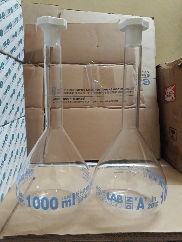 Bình định mức trắng 1000mL, Isolab - Đức