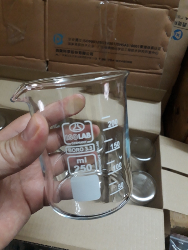 Cốc đốt kẻ độ thấp thành 250mL, Isolab - Đức