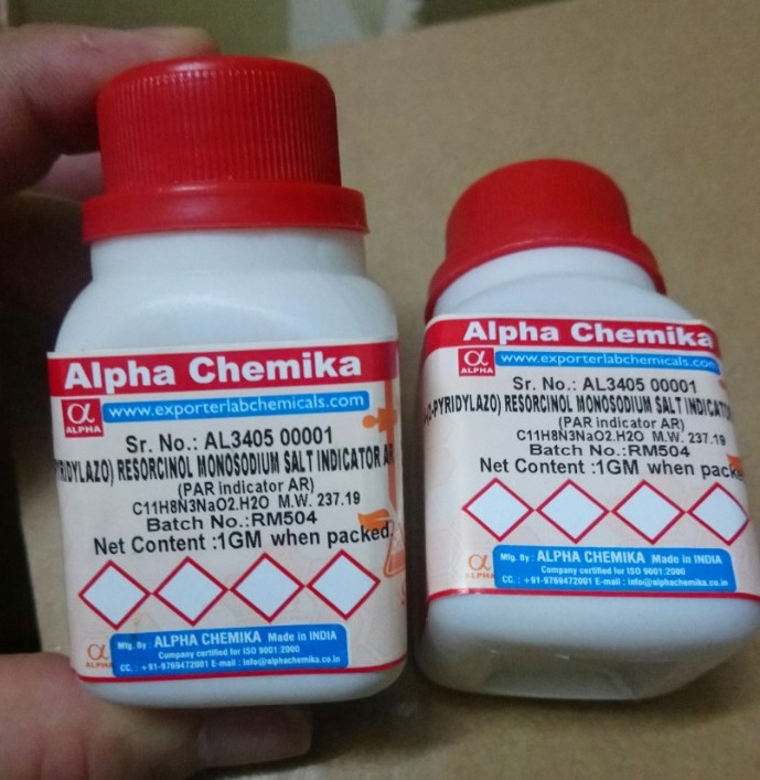 4-(2-PYRIDYLAZO) RESORCINOL MONOSODIUM SALT INDICATOR AR (See Par indicator ), Ấn Độ