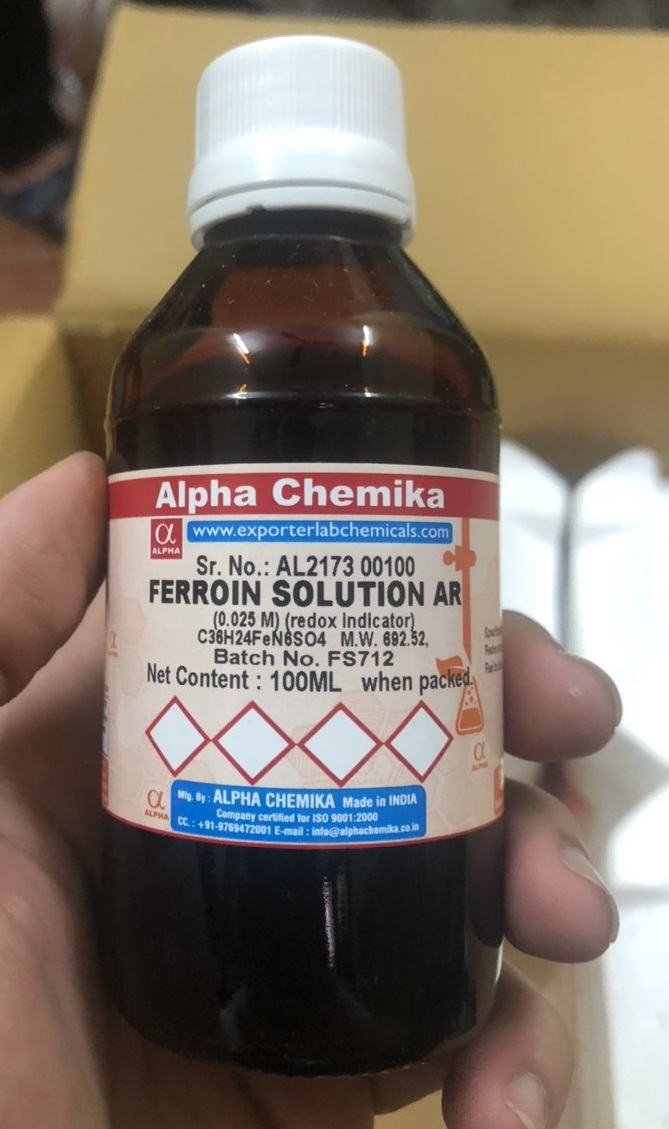 FERROIN SOLUTION AR (0.025 M) (redox indicator), Ấn Độ