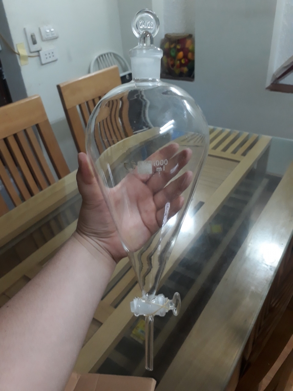 Phễu chiết khóa thủy tinh 1Lit, Trung Quốc