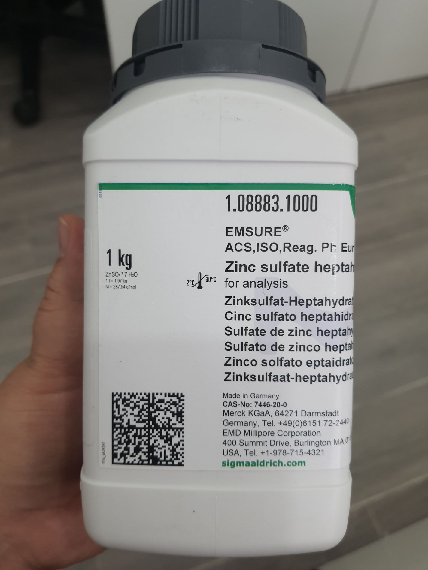 Zinc sulfate heptahydrate, 1Kg, Merck