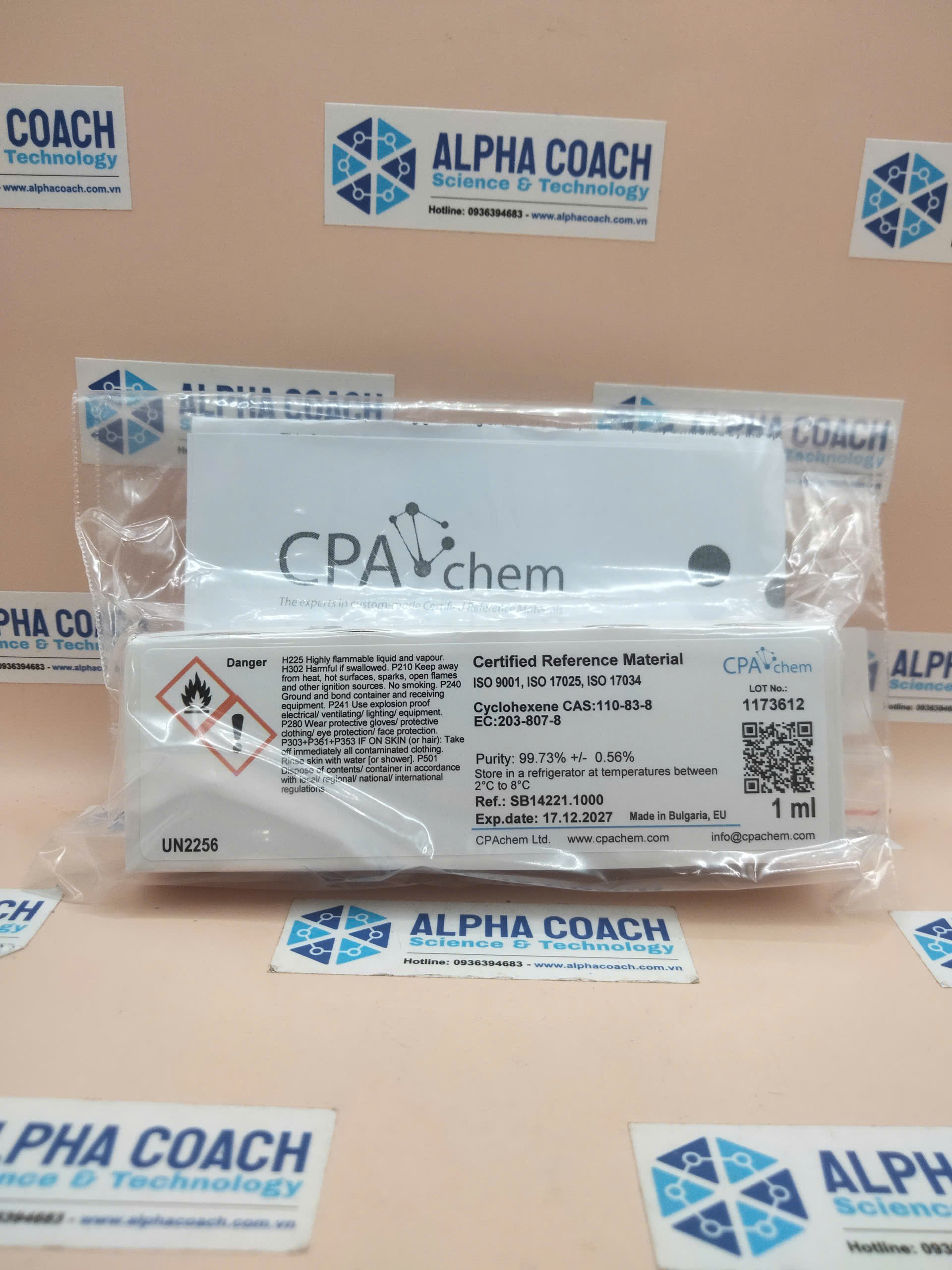 Dung dịch chuẩn Cyclohexene, mã SB14221.1000, lọ 1 ml, hãng CPAchem, Bungari