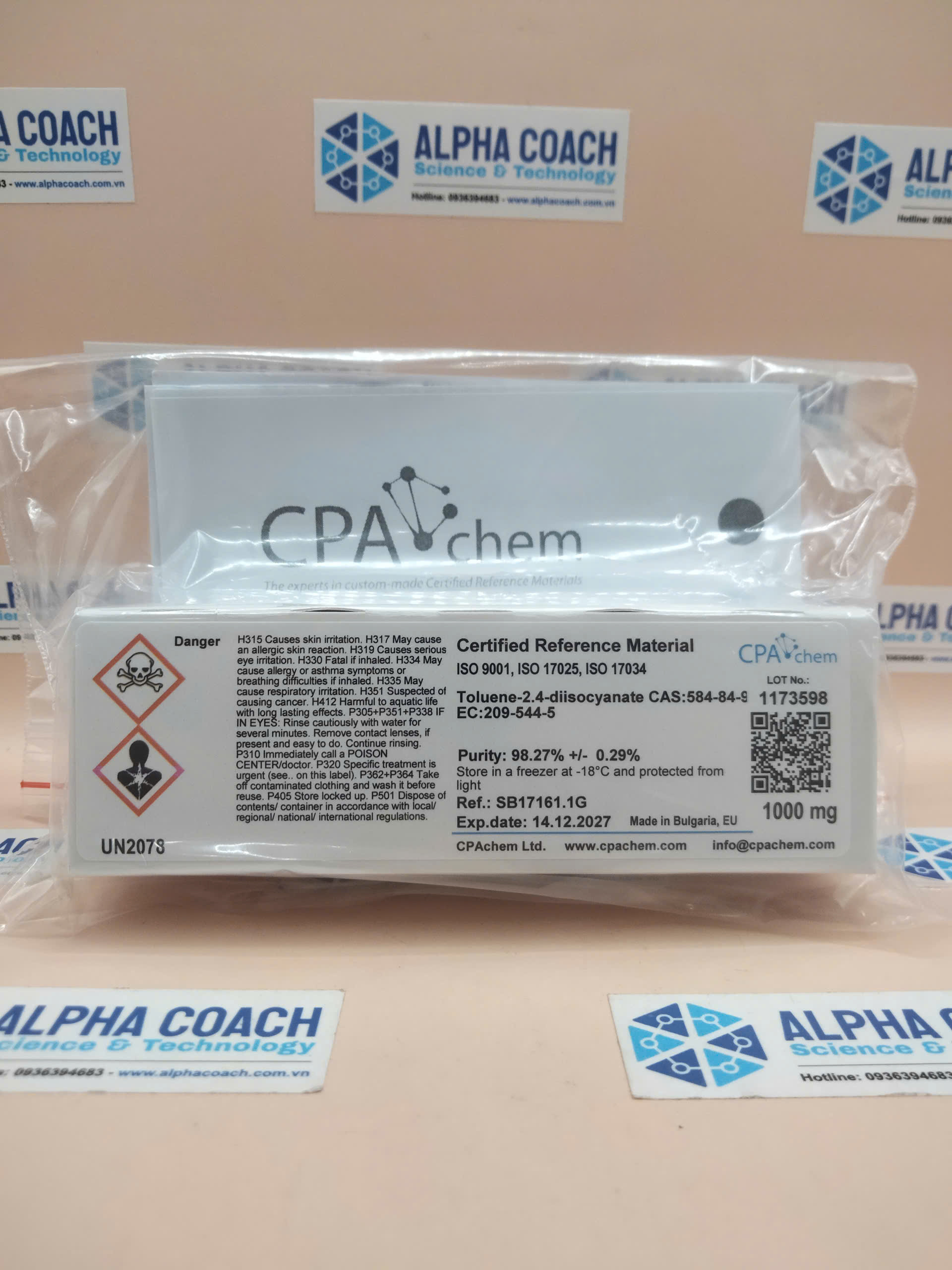 Chất chuẩn Toluene-2.4-diisocyanate, mã SB17161.1G, lọ 1000 mg, hãng CPAchem, Bungari