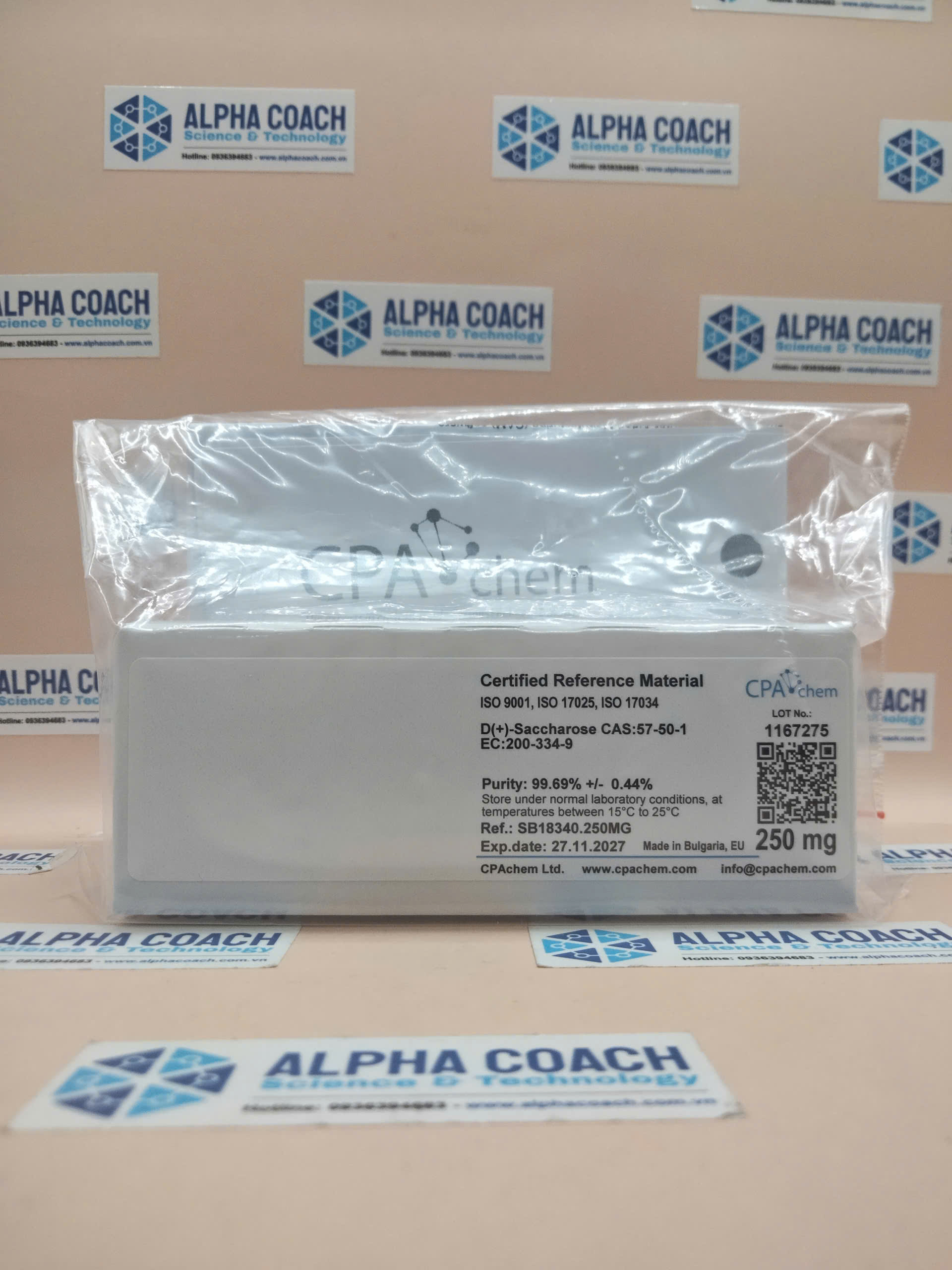 Chất chuẩn D(+)-Saccharose, mã SB18340.250MG, lọ 250mg, hãng CPAchem, Bungari